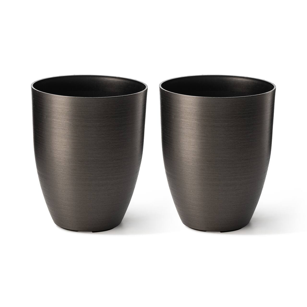 Glitzhome® 16.75" Eco-Friendly Faux Brushed Steel Texture Planters, 2ct.